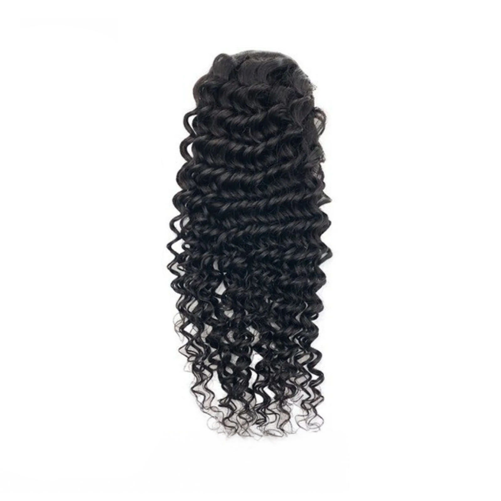 Rich Black Deep Wave Premium Drawstring Ponytail Extension