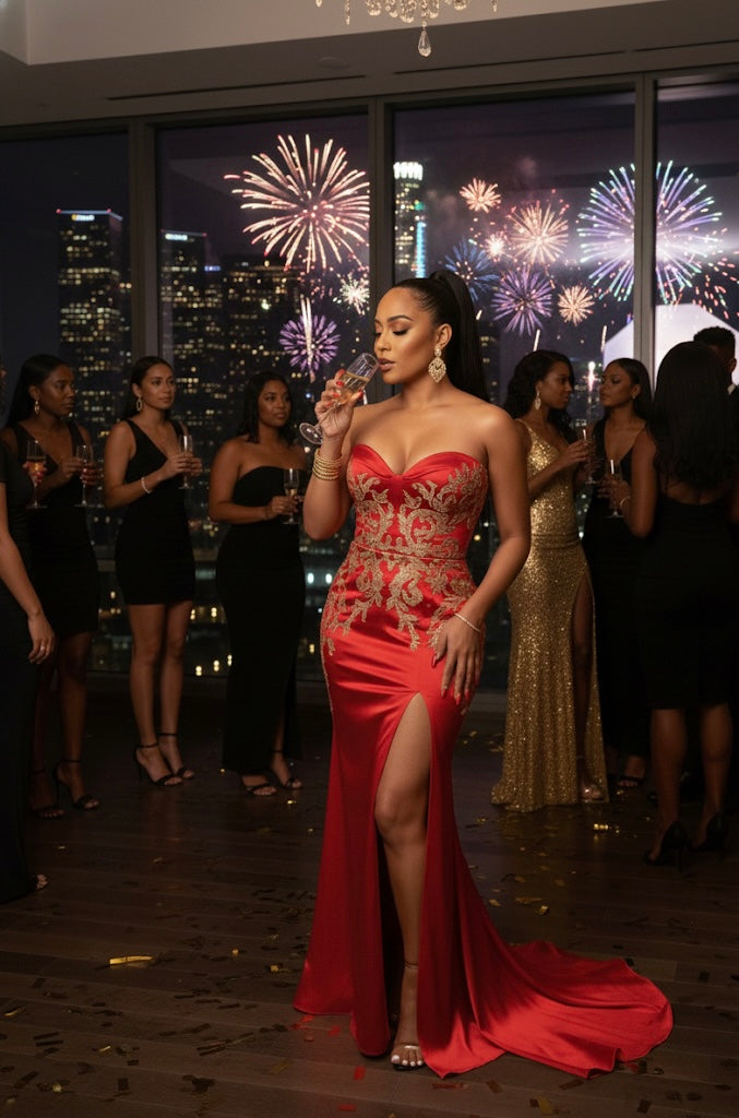 Best AI NYE Glam Photo Prompts for New Year’s Eve | Belle Société Hair Extensions