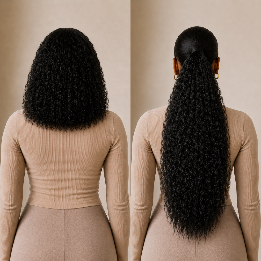 Rich Black Kinky Straight Premium Ponytail