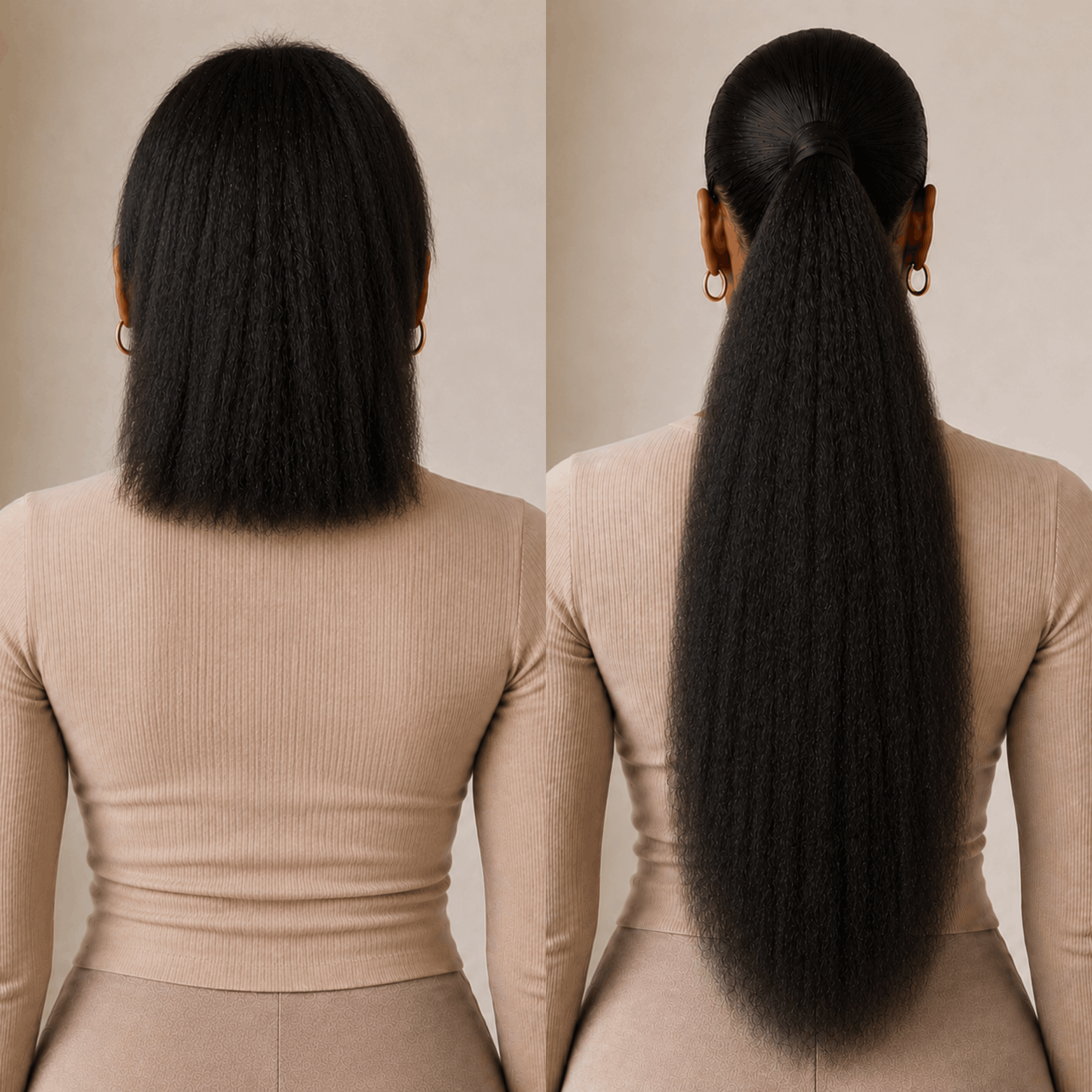 Rich Black Kinky Straight Premium Ponytail