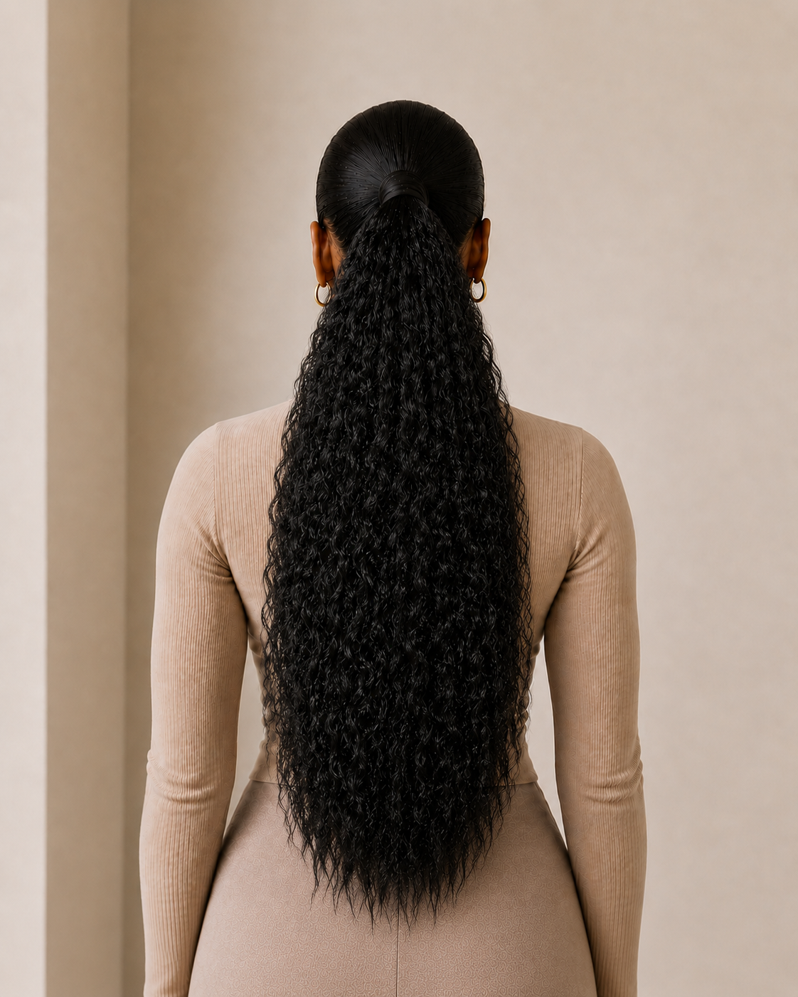 Rich Black Kinky Straight Premium Ponytail