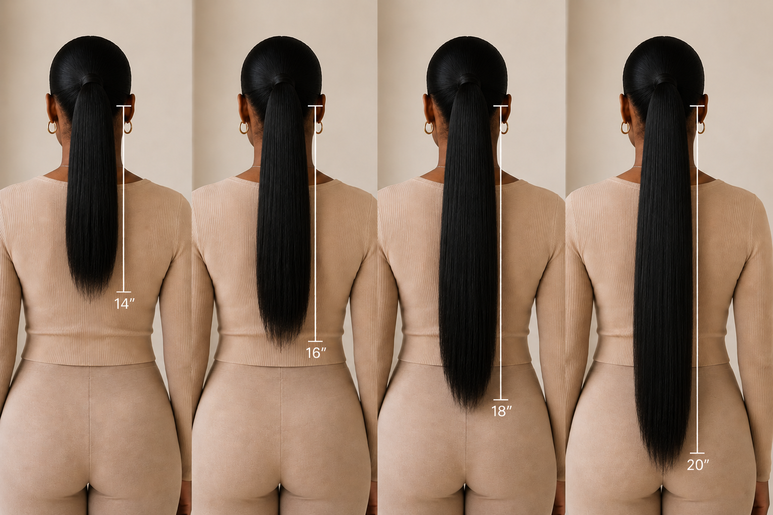 Rich Black Straight Premium Drawstring Ponytail Extension